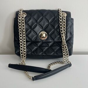 Kate Spade Black Quilted Shoulder Bag with Gold Chain